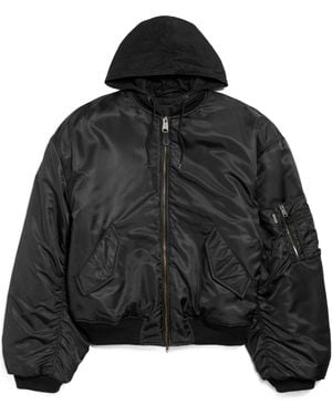 Balenciaga Oversized Hooded Bomber Jacket - Black