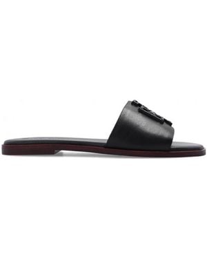 Tory Burch Ines Logo-Patch Slides - Brown
