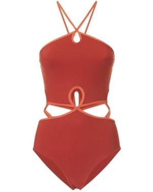 Christopher Esber Halter Loop Lycra One Piece Swimsuit - Red