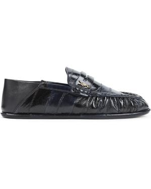 Saint Laurent Le Loafer Logo Plaque Slip-On Loafers - Black