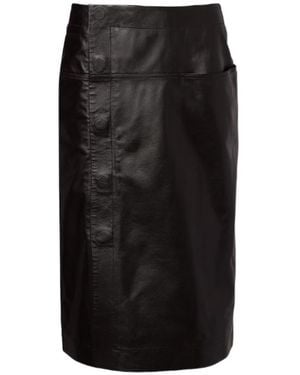 Lemaire Leather Midi Skirt - Black