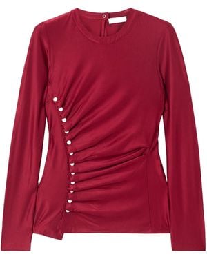Rabanne Button-Decorated Pleated Top - Red