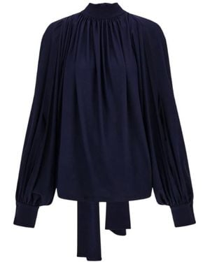 Ferragamo Gathered Top With Shoulder Slit Detail - Blue