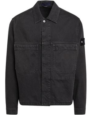 Stone Island Logo Patch Long Sleeved Jacket - Black