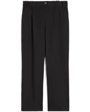 Max Mara Logo Plaque Cropped Pants - Black