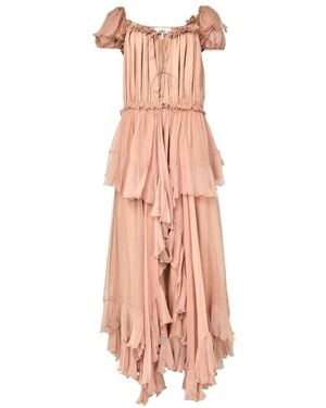 Chloé Gathered Ruffled Maxi Dress - Pink