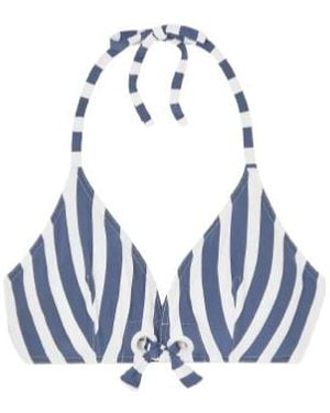 Eres Samba Mucho Striped Triangle Bikini Top - Blue