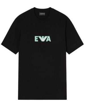 Emporio Armani Logo-Embroidered T-Shirt - Black