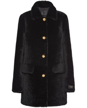 Prada Shearling Fur Coat - Black