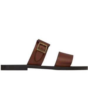 Saint Laurent Ios Slides - Brown