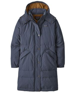 Patagonia Downdrift Logo-Patch Parka Coat - Blue