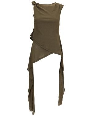 Ganni Asymmetrical Knot Top - Green