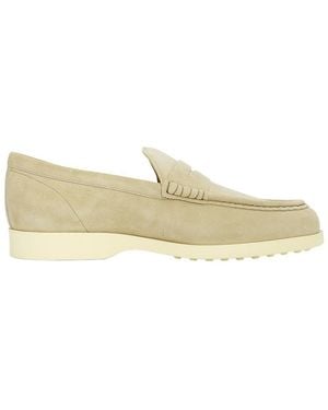 Tod's Topstitching Penny Loafers - Natural