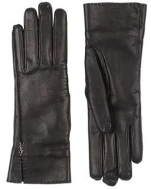 Saint Laurent Fine Matte Leather Gloves - Black