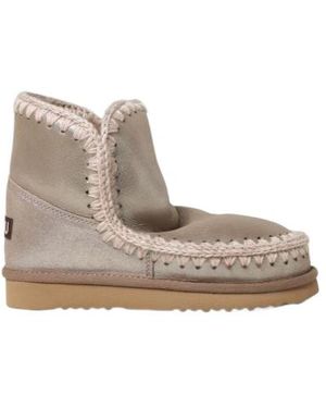 Mou Round-Toed Ankle Boots - Natural