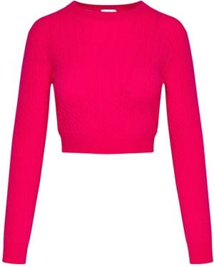 Patou Ribbed Crew Neck Sweater - Pink