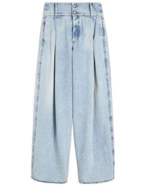 Sportmax Salbatro Button-Embellished Pleated Denim Pants - Blue