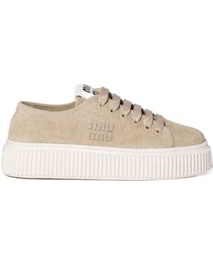 Miu Miu Suede Trainers - Natural