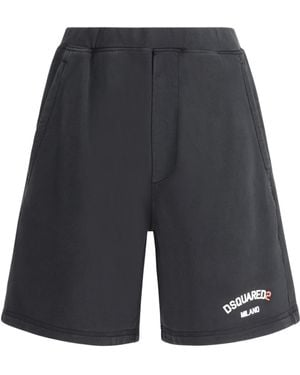 DSquared² Logo-Printed Elasticated Waistband Shorts - Grey