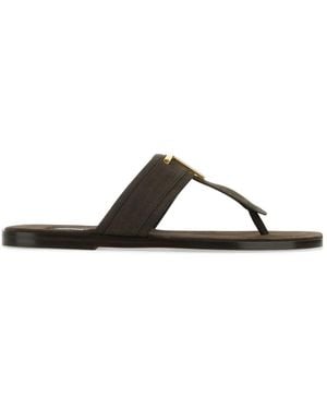 Tom Ford Logo Plaque Thong Slippers - Brown