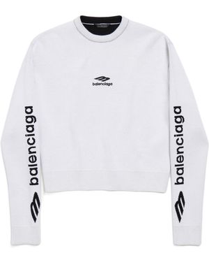 Balenciaga Long-Sleeved Crewneck Jumper - White