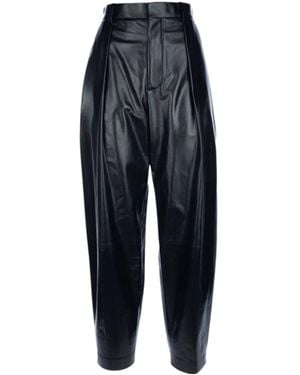 Bottega Veneta Pleated Leather Trousers - Blue