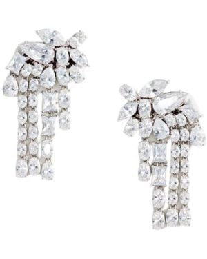 Self-Portrait Crystal Dangle Earrings - White