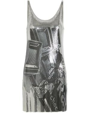Rabanne Printed Chainmail Mini Dress - Grey
