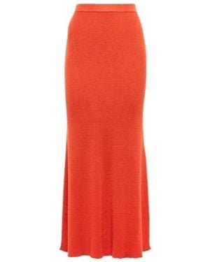 Gabriela Hearst Epper Ribbed Knit High-Waisted Midi Skirt - Red