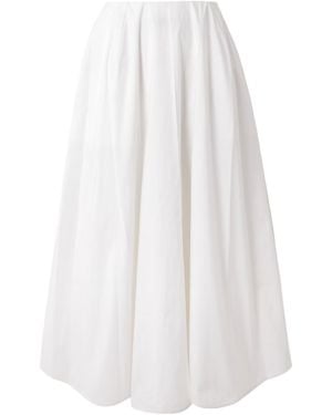 Carven Gathered Cotton-Poplin Midi Skirt - White