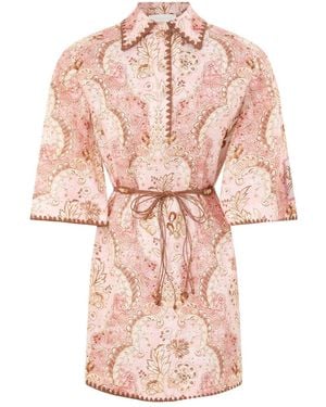 Zimmermann Daylight Floral Belted Mini Dress - Pink