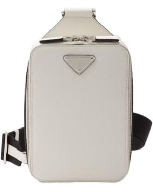 Prada Brique Saffiano Leather Bag - Grey