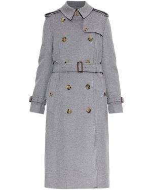 Burberry Kensington Double-Breasted Trench Coat - Gray
