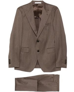 Tagliatore Peak-Lapels Wool Suit - Brown