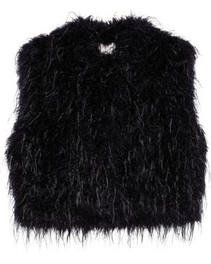 forte_forte Feather-Effect Sleeveless Jacket - Black