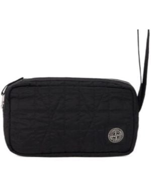 Stone Island Logo Patch Zipped Wrist Pouch - Black
