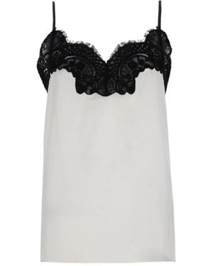 Co. Lace Trim Silk Camisole Top - Black