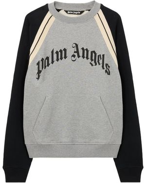 Palm Angels Curved Logo Sweatshirt - Grey