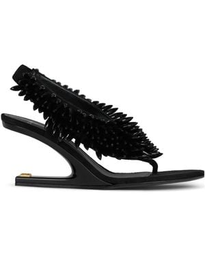 Balmain No Wedge Beaded Sandals - Black