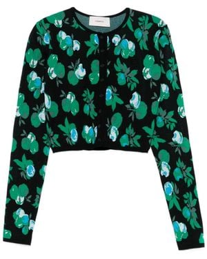 Coperni Floral-Jacquard Cardigan - Green