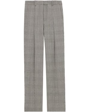 Saint Laurent High Waist Checked Trousers - Grey