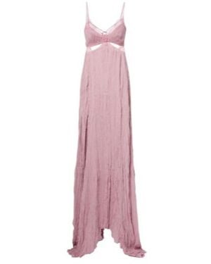 Blumarine Lace-Trimmed Plisse Georgette Gown - Pink