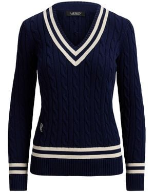 Ralph Lauren V-Neck Knit Jumper - Blue
