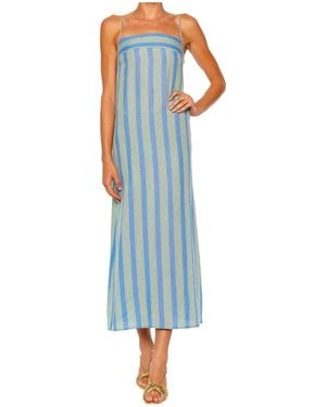 STAUD Striped Linen Maxi Dress - Blue