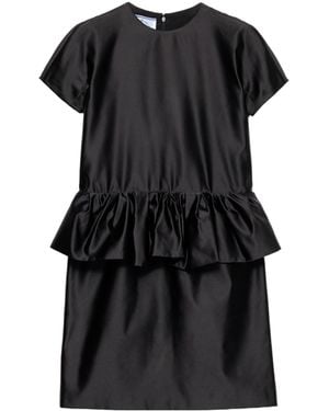 Prada Ruffled-Detail Mini Dress - Black