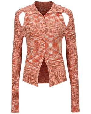 ANDERSSON BELL Rozy Cut-Out Ribbed-Knit Cardigan - Pink