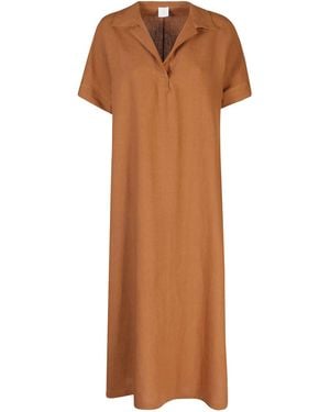 Eleventy Short Sleeved V-Neck Dress - Brown