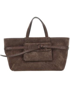 Gianni Chiarini Belty Ostrich-Effect Suede Tote Bag - Brown