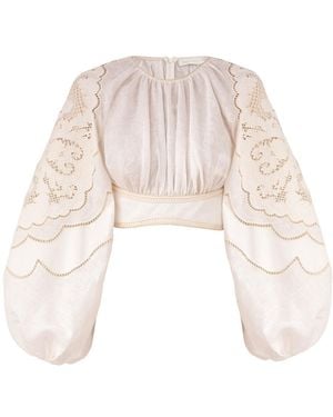 Zimmermann Daylight Embroidered Cropped Top - White
