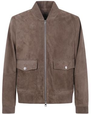 Michael Kors Suede Bomber Jacket - Brown